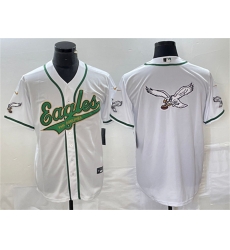 Men Philadelphia Eagles White Gold Team Big Logo Cool Base Stitched Baseball Jersey