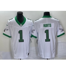 Men's Philadelphia Eagles #1 Jalen Hurts White 2023 FUSE Vapor Untouchable Stitched Jersey