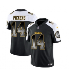 Men Pittsburgh Steelers 14 George Pickens Black White 2023 F U S E  Smoke Vapor Untouchable Limited Stitched Jersey