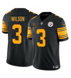 Men Pittsburgh Steelers 3 Russell Wilson Black F U S E  With Walter Payton Patch Color Rush Limited Stitched Jersey