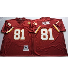 Men Redskins 81 Art Monk Red M&N Throwback Jersey