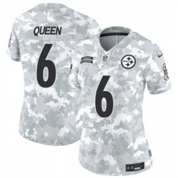 Women Pittsburgh Steelers 6 Patrick Queen 2024 F U S E Arctic Camo Salute To Service Limited Stitched Football Jersey