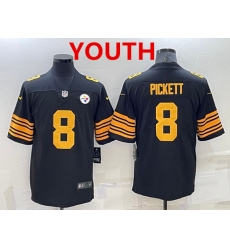 Youth Pittsburgh Steelers 8 Kenny Pickett Black Color Rush Stitched NFL Nike Limited Jersey