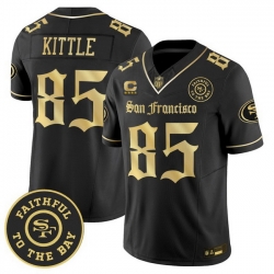 Men San Francisco 49ers  85 George kittle  Gothic Edition  Black Gold Vapor Limited Jersey