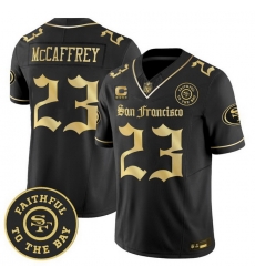 Men San Francisco 49ers  Christian McCaffrey  Gothic Edition  Black Gold Vapor Limited Jersey