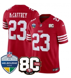 Men San Francisco 49ers  Christian McCaffrey Red 80th Anniversary And Melbourne Game Patch 2026 F U S E  Vapor Untouchabl2026 F U S E  Vapor Untouchable Li