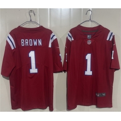 Men New England Patriots  1 A J  Brown Red 2026 Vapor Limited Stitched Football Jersey