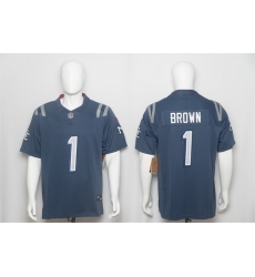 Men New England Patriots  1 A J  Brown Storm Blue 2026 F U S E   Rivalries  Vapor Limited Stitched Football Jersey