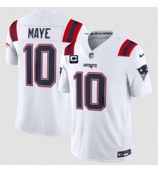 Men New England Patriots  10 Drake Maye White 2026 F U S E  2 Star C Pach Vapor Limited Stitched Football Jersey
