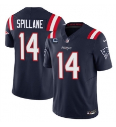 Men New England Patriots 14 Robert Spillane Navy 2025 F U S E  With 3 Star C Patch Vapor Limited Stitched Football Jersey
