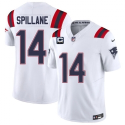 Men New England Patriots  14 Robert Spillane White 2026 F U S E  4 Star C Pach Vapor Limited Stitched Football Jersey