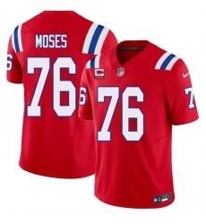 Men New England Patriots  76 Morgan Moses Red 2026 F U S E  3 Star C Pach Vapor Limited Stitched Football Jersey