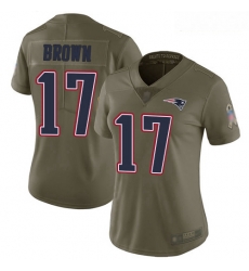 Patriots #17 Antonio Brown Olive Women Stitched Football Limited 2017 Salute to Service Jersey