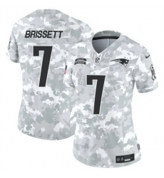 Women New England Patriots 7 Jacoby Brissett 2024 F U S E Arctic Camo Salute To Service Limited Stitched Jersey