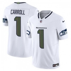 Men Seattle Seahawks  1 Pete Carroll White 2025 F U S E   Rivalries  Vapor Untouchable Limited Stitched Football Jersey