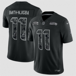 Men Seattle Seahawks  11 Jaxon Smith Njigba Black F U S E  2026 Salute to Service Limited Stitched Football Jersey