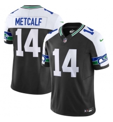 Men Seattle Seahawks 14 DK Metcalf Black 2023 F U S E  Vapor Throwback Limited Stitched Football Jersey