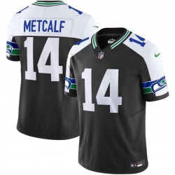 Men Seattle Seahawks 14 DK Metcalf Black 2023 F U S E  Vapor Throwback Limited Stitched Football Jersey