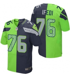 Nike Seahawks #76 Germain Ifedi Steel Blue Green Mens Stitched NFL Elite Split Jersey