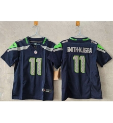Women Seattle Seahawks 11 Jaxon Smith Njigba Navy 2025 Vapor Limited Stitched Football Jersey 