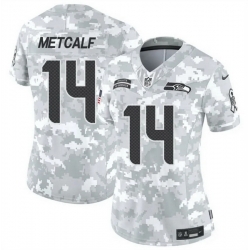 Women Seattle Seahawks 14 DK Metcalf 2024 F U S E Arctic Camo Salute To Service Limited Stitched Football Jersey