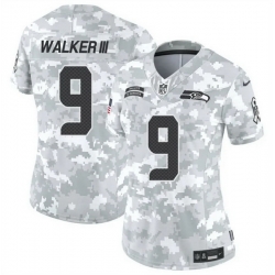 Women Seattle Seahawks 9 Kenneth Walker III 2024 F U S E Arctic Camo Salute To Service Limited Stitched Football Jersey