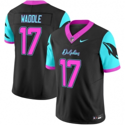 Men Miami Dolphins 17 Jaylen Waddle Black F U S E  Miami Vice Vapor Limited Stitched Football Jersey