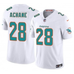 Men Miami Dolphins  28 DeVon Achane White 2026 F U S E  Vapor Limited Stitched Football Jersey