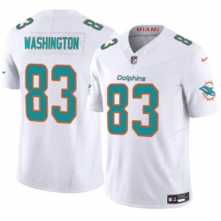 Men Miami Dolphins 83 Malik Washington White 2024 F U S E Vapor Limited Stitched Football Jersey