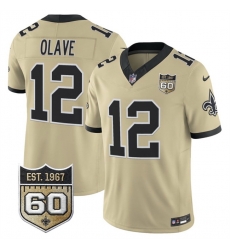 Men New Orleans Saints  12 Chris Olave Gold 2026 F U S E 60th Anniversary Patch Vapor Limited Football Stitched Jersey