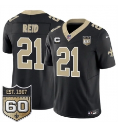 Men New Orleans Saints  21 Justin Reid Black 2026 F U S E With 2 Star C Patch And 60th Anniversary Patch Vapor Limited Football Stitched Jersey