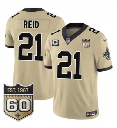 Men New Orleans Saints  21 Justin Reid Gold 2026 F U S E With 2 Star C Patch And 60th Anniversary Patch Vapor Limited Football Stitched Jersey