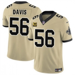 Men New Orleans Saints 56 DeMario Davis Gold 2025 F U S E  With 4 Star C Patch Alternate Vapor Limited Stitched Football Jersey