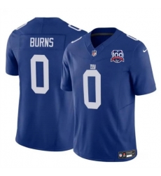 Men New York Giants 0 Brian Burns Blue 2024 F U S E  100TH Season Patch Vapor Untouchable Limited Stitched Jersey