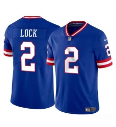 Men New York Giants 2 Drew Lock Blue Throwback Vapor Untouchable Limited Stitched Jersey