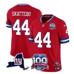 Men New York Giants 44 Cam Skattebo Red 2025 Draft F U S E  100th Season  26 State Patch Vapor Limited Stitched Football Jersey