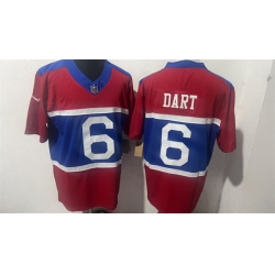 Men New York Giants  6 Jaxson Dart Red F U S E  Alternate 100TH Season Patch Vapor Untouchable Limited Stitched Jersey