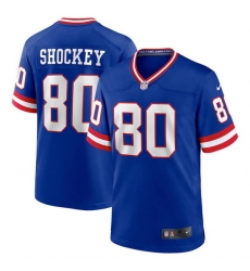 Men New York Giants 80 Jeremy Shockey Royal Classic Retired Player Stitched Game Jersey