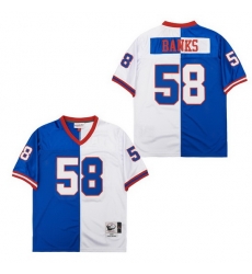 Men New York Giants Carl Banks #58 White Blue Split Stitched Football Jersey