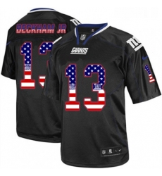 Mens Nike New York Giants 13 Odell Beckham Jr Elite Black USA Flag Fashion NFL Jersey