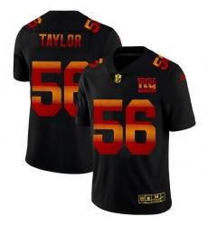 New York Giants 56 Lawrence Taylor Men Black Nike Red Orange Stripe Vapor Limited NFL Jersey