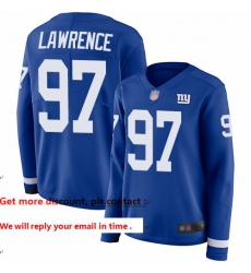 Giants 97 Dexter Lawrence Royal Blue Team Color Women Stitched Football Limited Therma Long Sleeve Jersey