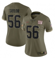 Women New York Giants 56 Lawrence Taylor Olive 2022 Salute To Service Limited Stitched Jersey