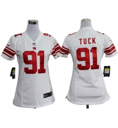 Women Nike New York Giants 91 Justin Tuck White Jerseys