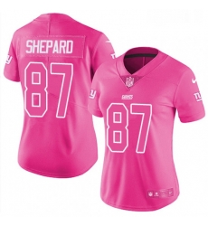 Womens Nike New York Giants 87 Sterling Shepard Limited Pink Rush Fashion NFL Jersey