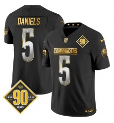 Men Washington Commanders 5 Jayden Daniels Black Gold F U S E  90th Anniversary Vapor Limited Stitched Football Jersey Men Washington Commanders 5 Jayden Daniels Black Gold F U S E  90th Anniversary Vapor Limited Stitched Football Jersey