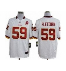 Nike Washington Redskins 59 London Fletcher White Game 80TH Patch NFL Jersey