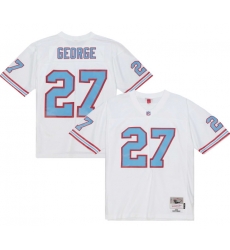 Men Tennessee Oilers 27 Eddie George White Throwback Stitched Jersey