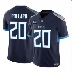 Men Tennessee Titans 20 Tony Pollard Navy 2025 F U S E  With 1 Star C Patch Vapor Limited Stitched Football Jersey
