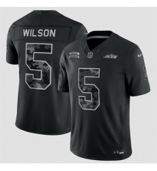 Men New York Jets  5 Garrett Wilson Black F U S E  2026 Salute to Service Limited Stitched Football Jersey